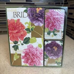 VTG Caspari Bridge GiftSet Royal Horticulture Society Peony Garden 2Deck&Pad NEW